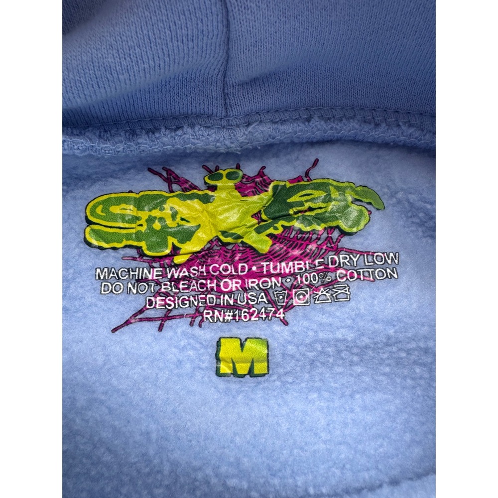 Sp5der Worldwide Blue Spider Web Puff Print Hoodie Size M - Picture 2 of 2